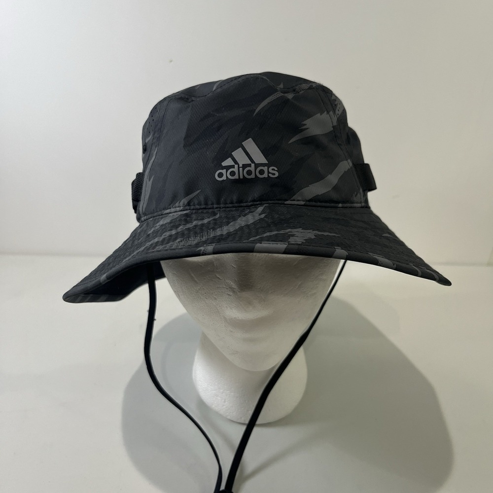 Men's ADIDAS Victory II Bucket Hat Grey Six Camo Black Size S/M Golf Fishing UPF